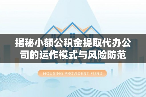 乐东揭秘小额公积金提取代办公司的运作模式与风险防范