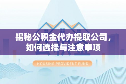 乐东揭秘公积金代办提取公司，如何选择与注意事项